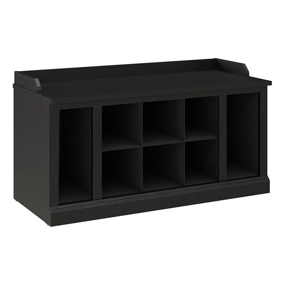 Woodland 40W Shoe Storage Bench with Shelves in Black Oak - Engineered Wood