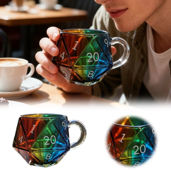 BKER Tasse à dés Arc-en-Ciel D20 Gobelet à dés pour Jeux de Style avec Roulement en Cuir et 5 dés pour dés du Menteur et Poker 1 Pce