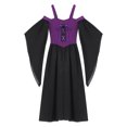 thumbnail image 4 of Yartina Girls Medieval Renaissance Princess Dresses Cold Shoulder Long Sleeve Gothic Victorian Dress Purple 14, 4 of 6