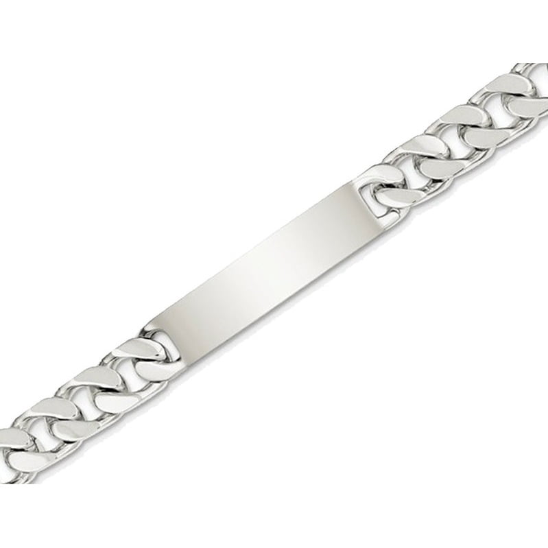 Bracelet Homme Gravable Poli Link ID en Argent Sterling 8.5 Pouces