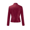 thumbnail image 4 of CEHVOM Women Ladies Lapel Motor Jacket Coat Zip Biker Short Punk Cropped Tops Clearance, 4 of 5