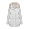 thumbnail image 1 of Women's Solid Mid Length Jacket With Large Collar And Warm Winter Coat,Size:S, 1 of 7