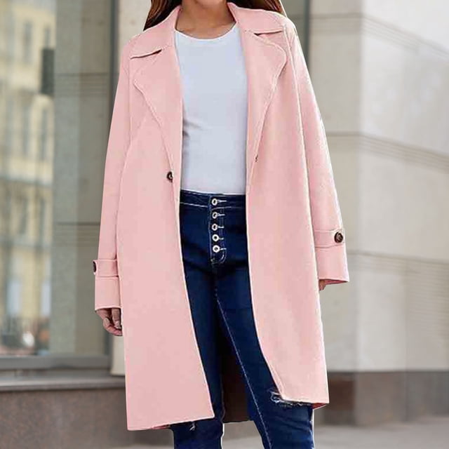 IMENGL Manteau d'Hiver à Manches Longues à Revers pour Femme, Rouge 2TG, Taille M-3TG