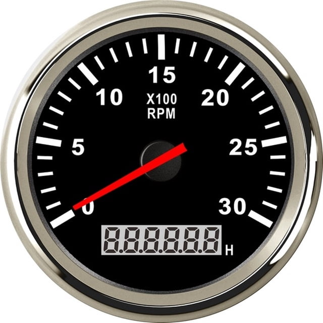 85mm Marine Tachometer 3000 4000 6000 RPM Tacho Meter Gauge Red Backlight With LCD Hour Meter For Car Boat Truck Auto 12V/24V ,Wide Applicability