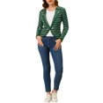 thumbnail image 2 of INSPIRE CHIC Blazer Fin à Rayures pour Femme à Revers Cranté Décoré de Boutons L Vert, 2 of 7