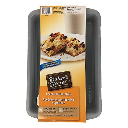 Baker's Secret Basics Premium Nonstick 13"x9" Cook 'N Carry Cake Pan with Lid
