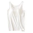 thumbnail image 1 of MIASHUI Camisoles pour Femmes avec Soutien-Gorge Intégré Été Décontracté Col Rond Sans Manches T-Shirt, Blanc, P, 1 of 4