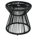 thumbnail image 1 of Outsunny Rattan End Table, Round Hollow Drum Design Side Table, Black, 1 of 10