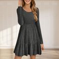 thumbnail image 2 of cfhntfmh Robe Chandail à Manches Longues pour Femmes Robe Mini en Tricot Doux à Manches Longues Décontractée d'Automne Col Rond Robe Moulante Côtelée, 2 of 6