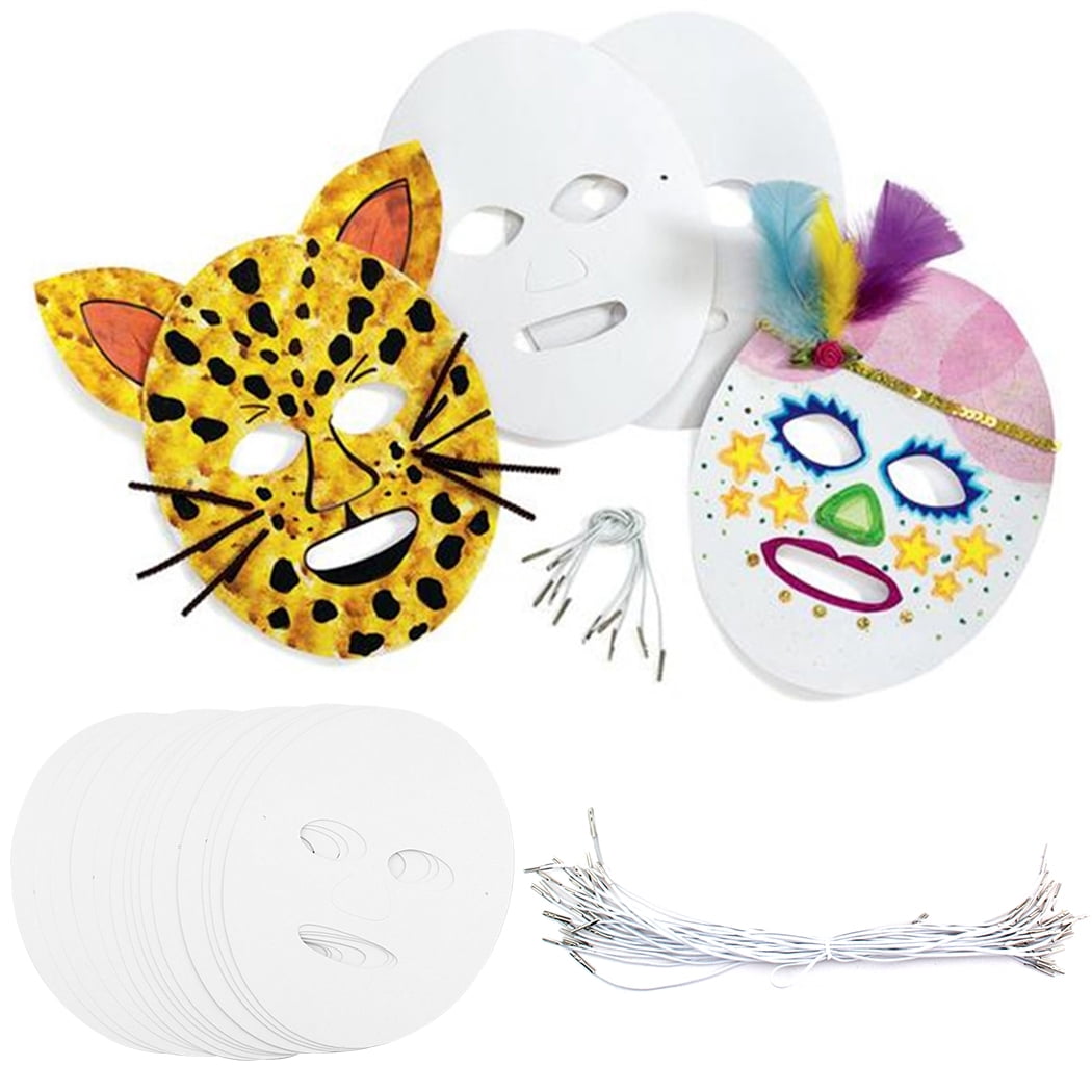 Papierdrachen – 8 Masques En Papier à Colorier – Kit Créatif Avec élastiques – Carnaval Et Anniversaire – 300 G/m²