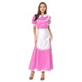 thumbnail image 1 of Kaerm Costume de Femme de Chambre avec Tablier, Col à Revers, Dentelle, Manches Courtes, Style Mouillé, Robe Maxi Rose m, 1 of 5