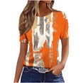 thumbnail image 3 of Jacenvly Hauts pour Femmes Liquidation T-Shirt d'Été pour Femmes Ajusté Décontracté Mode Imprimé Non Structuré Col Rond Manche Courte Haut Hauts et Chemisiers pour Femmes, 3 of 6