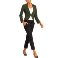 thumbnail image 2 of Blazer de Travail pour Femme Sans Col, Veston de Style Professionnel Décontracté, Blazer Court, TP, Vert Armée, 2 of 6