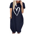 thumbnail image 1 of Pisexur Robe Maxi pour Femme Grande Taille Été Décontractée à Imprimé Cœur à Manches Courtes Col Rond Ample Unie Chemise de Nuit Plissée Robe de Sommeil Confortable avec Poches, 1 of 5