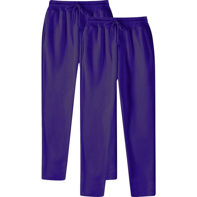 RXIRUCGD Men's Fashion Drawstring Elastic Waist Solid Color Casual Sweat Length Pants 2 PC, Purple, Size: M