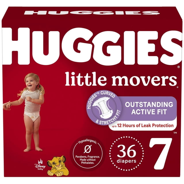 Huggies Little Movers Baby Diapers, Giga Pack, Sizes: 3-7