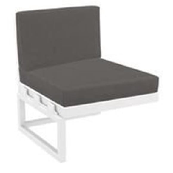 Siesta ISP136-WHI-CCH Rallonge Mykonos avec Coussin Sunbrella Charbon - Blanc