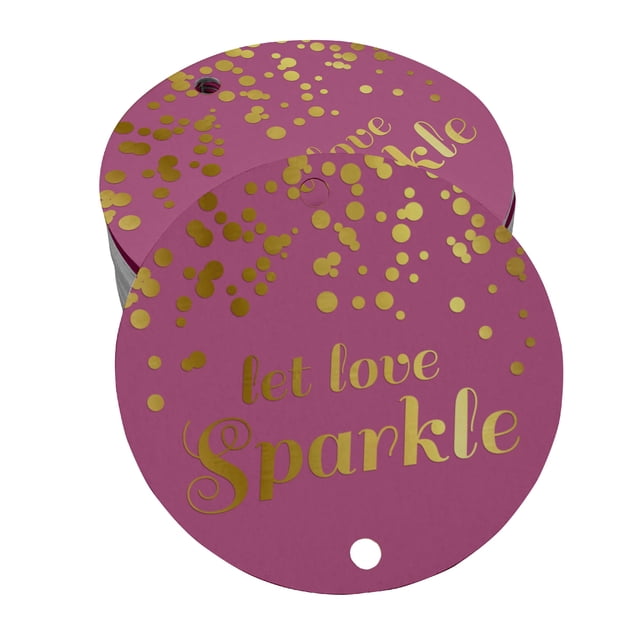 Inkdotpot Real Gold Foil Let Love Sparkle Wedding Tags Favor Hang Paper Tags 100 Pieces
