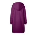 thumbnail image 4 of WEAIXIMIUNG Robe Chandail Surdimensionnée à Manches Courtes Femme Automne Hiver Décontractée Mode Couleur Unie à Cordon à Capuche Longue à Fermeture Éclair Manteau à Poches Long Manteau Veste, 4 of 6