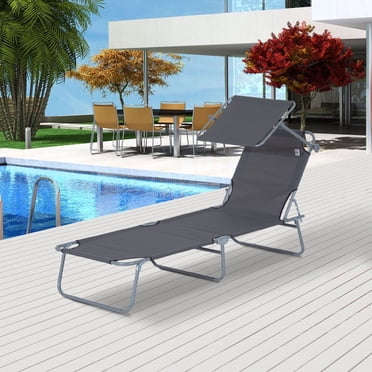 Outsunny Chaise longue inclinable avec abat-jour