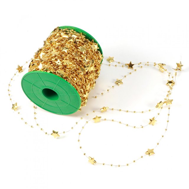 String Garland, Plastic Beautiful Pearl Bead String, Gold,Silver For Christmas Valentine's Day Gold Five-Pointed Star