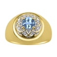 thumbnail image 1 of RYLOS Men's Rings 14K Yellow Gold Designer Gypsy 7MM Round Gemstone & Diamond Ring Blue Topaz December Birthstone Size 9, 1 of 6