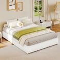 thumbnail image 1 of Full Size Cloud Bed Frame, Low Bed Frame Without Headboard, Corduroy Upholstered Low Platform Bed with Solid Wood Legs, No Box Spring Required, Quiet and Easy Assembly, White, 1 of 8
