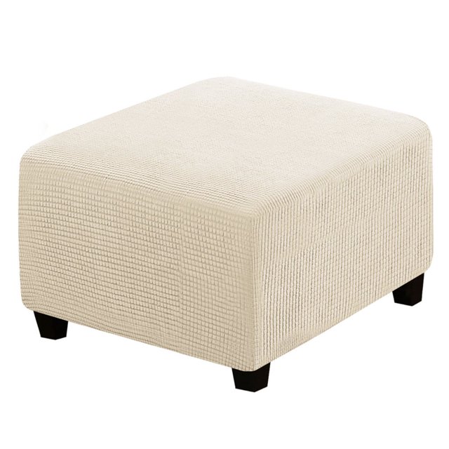 SUTENGDA Housse d'Ottoman Carrée en Jacquard Extensible et Doux, Housses d'Ottoman Imperméables Antidérapantes, Protège-Pouf avec Bas Élastique, Lavable à la Machine - Couleur Primaire