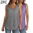 thumbnail image 2 of Chbgutlmr Tank Tops for Women 2pc Plus Size Round Neck Sleeveless Solid Color Loose Running Summer Tops, 2 of 9