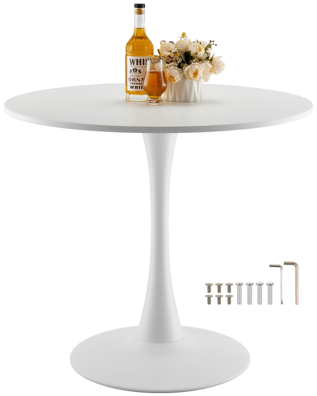 VEVOR 31.5 in Round Dining Table Wood Kitchen Table for 2-4 Person White (Only Table)