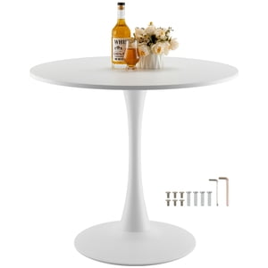 VEVOR 31.5 in Round Dining Table Wood Kitchen Table for 2-4 Person White (Only Table)