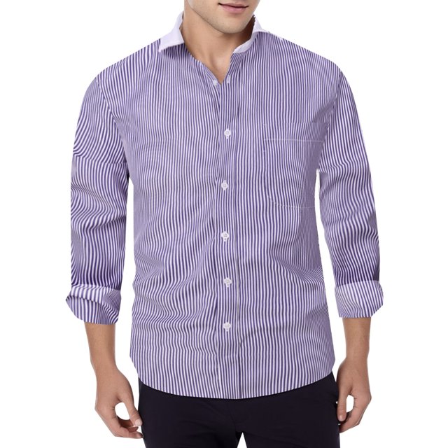 XDZJLR Men Shirt Business Casual Pure Color Lapel Long Sleeve Tee