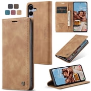 CaseMe Leather for Samsung Galaxy S25 FE 5G Case, Flip Wallet Leather Case with Card Holder Magnetic Closure Shockproof Kickstand Protective Phone Cases Cover for Samsung Galaxy S25 FE 5G 6.7-inch