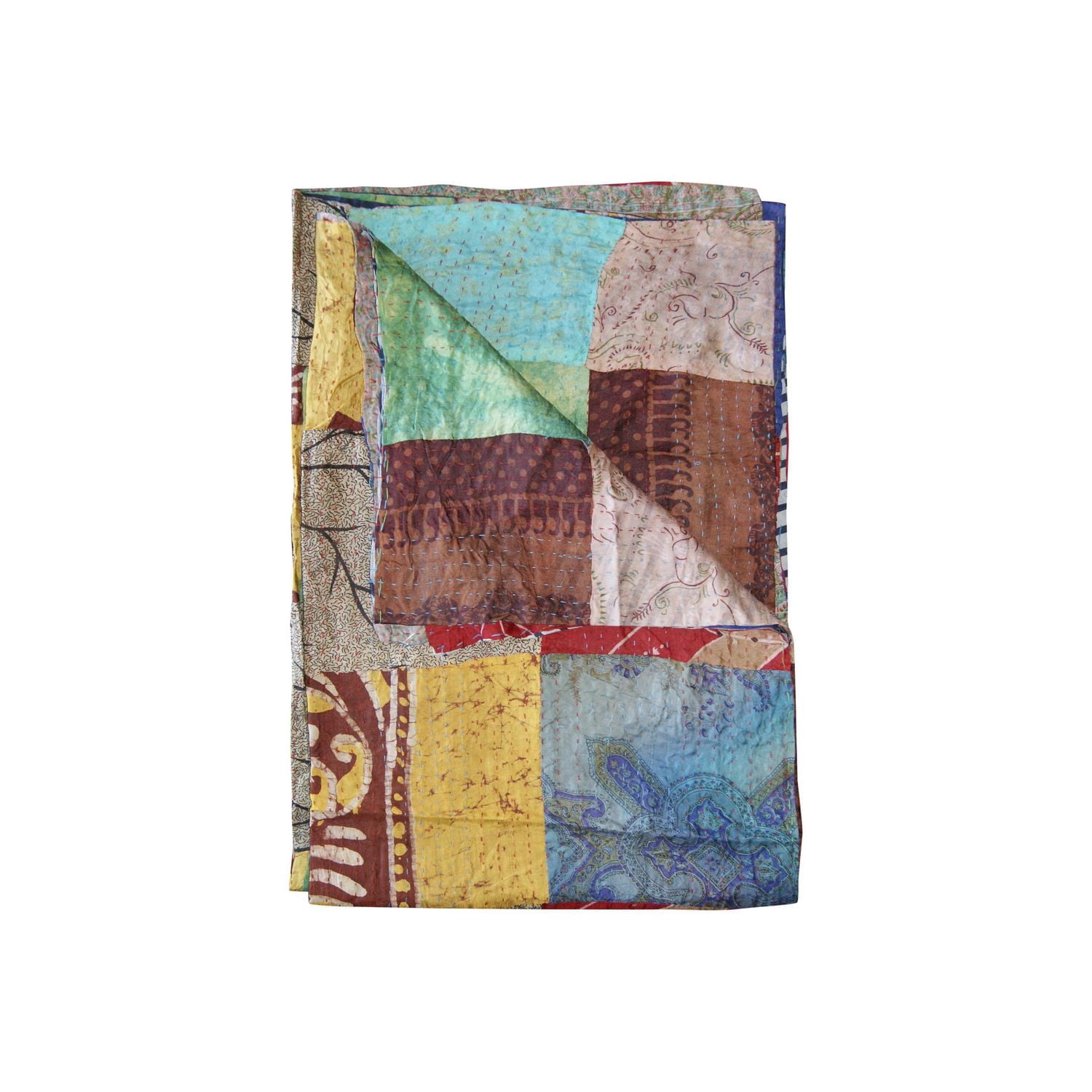 Kantha Silk Throw Blanket 60"X90"