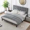 thumbnail image 2 of Costway King Size Bed Frame Modern Linen Fabric Upholstered Platform Bed with Headboard, 2 of 10