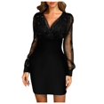 thumbnail image 1 of Ketyyh-chn99 Robe T-Shirt Femme Décontractée Plage Robe d'Été Décontractée Mini-Robe Ample Confortable à Rayures Manches Longues Longue Robe Noir,G, 1 of 5