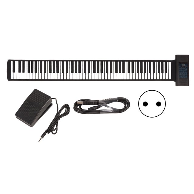 Hand Roll Piano, Soft Keyboard Piano 100-240V Foldable 88 Keys For Computer EU Plug