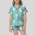 thumbnail image 2 of Girls' Easter Day Printed Pajamas Short Sleeved Button Top Shorts Home Pajamas Set, 2 of 4
