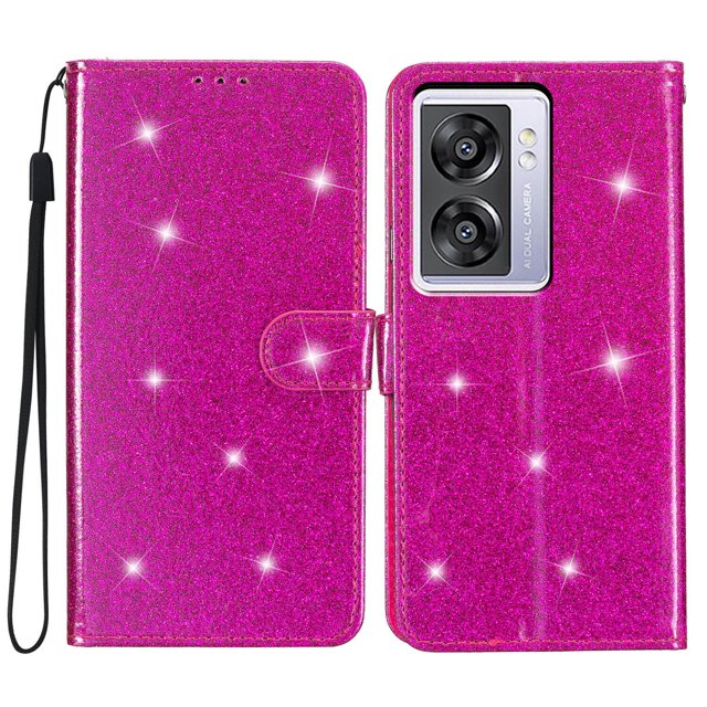 Compatible with OnePlus Nord N300 Sparkling Glitter Wallet Case with Card Pocket Flip Cover