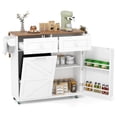 thumbnail image 1 of Costway Îlot de Cuisine Roulant Chariot d'Îlot de Cuisine avec Abattant Armoire pour Poubelle Blanc, 1 of 10