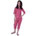thumbnail image 2 of Moomaya Chemise en Coton Imprimé à Manches 3/4 avec Capri Ensemble de Nuit 2 Pcs Vêtements de Nuit pour Femmes, 2 of 7