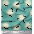 thumbnail image 1 of Soimoi Modal Satin Fabric Moon & Bat Halloween Decor Fabric Printed Yard 42 Inch Wide, 1 of 3
