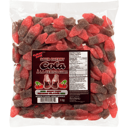 Gummy Zone Sour Cherry Cola Bottles, Fizzy & Tangy Gummy Candy, Bulk 1kg (2.2 lbs) Bag, Perfect for Party Favors and Movie Nights