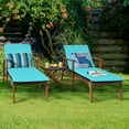 thumbnail image 3 of Gymax 3PCS Outdoor Patio Lounge Chair Set - Set of 2, Turquoise, Adjustable Backrest, Durable Steel Frame, 3 of 10