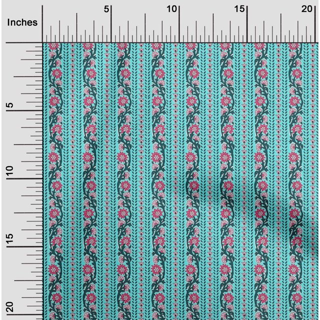 oneOone Viscose Chiffon Fabric Leaves & Floral Block Print Fabric By Yard 42 Inch Wide