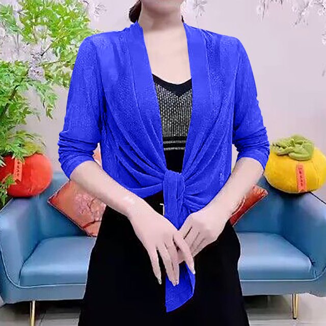 Womens Cardigans Lightweight Women Soft Chiffon Open Front Sheer Long Sleeved Cardigans For Evening Dress on Clearance