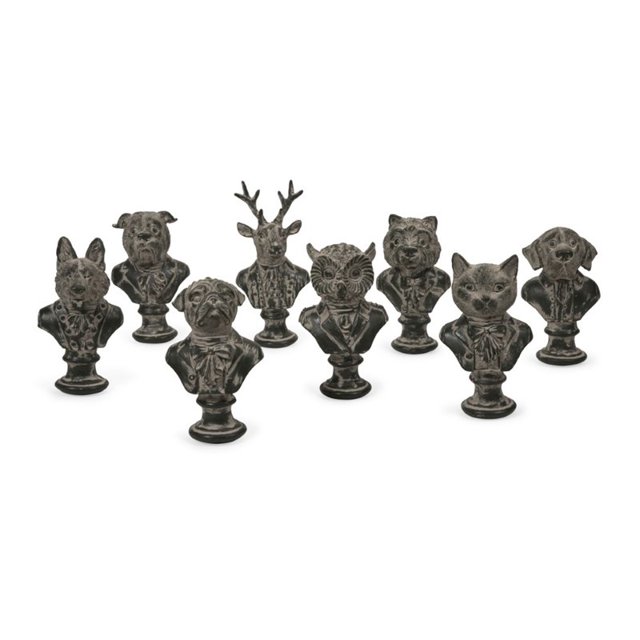IMAX Corporation Jefferson 8 Piece Suited Animal Bust Set in Gray