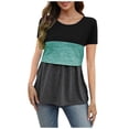 thumbnail image 2 of QIPOPIQ Shirt T - d'Allaitement à Blocs de Couleur Maternité Haut à Manches Courtes pour l'Allaitement Grossesse Chandail avec Poche Liquidation, 2 of 5