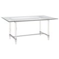 thumbnail image 3 of 7pc. 68" x 40" Glass Dining Set with 6 Chairs and Silver Stainless Steel, 3 of 4