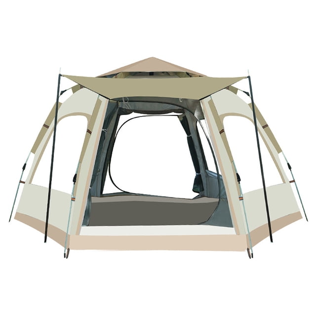 Tente Instantanée Pop-Up Portable Imperméable Tente Automatique Tente Familiale de Camping Cabane pour Camping Randonnée Alpinisme. Conçue avec Tissu oxford Résistant aux Déchirures et Revêtement Argenté pour Résistance à l'Eau et protection UV. Dotée d'Un Support à Ressort pour Installation Automatique, Fenêtres en Maille pour ventilation, et Deux Portes. Idéale pour le Camping, la Randonnée Ou l'Alpinisme en Famille, avec Deux options de Taille : Petite (94.5 x 82.7 x 62.2 Pouces) et Grande (110.2 x 94.5 x 62.2 Pouces). Utilisée Souvent comme Abri de Camping Ou Tente